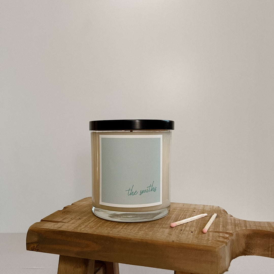 Last Name Script Candle