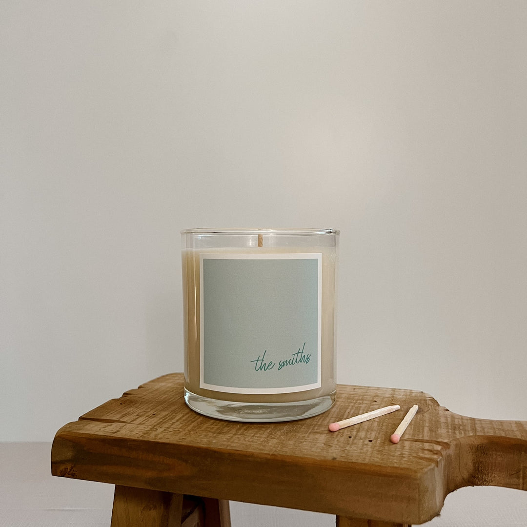 Last Name Script Candle