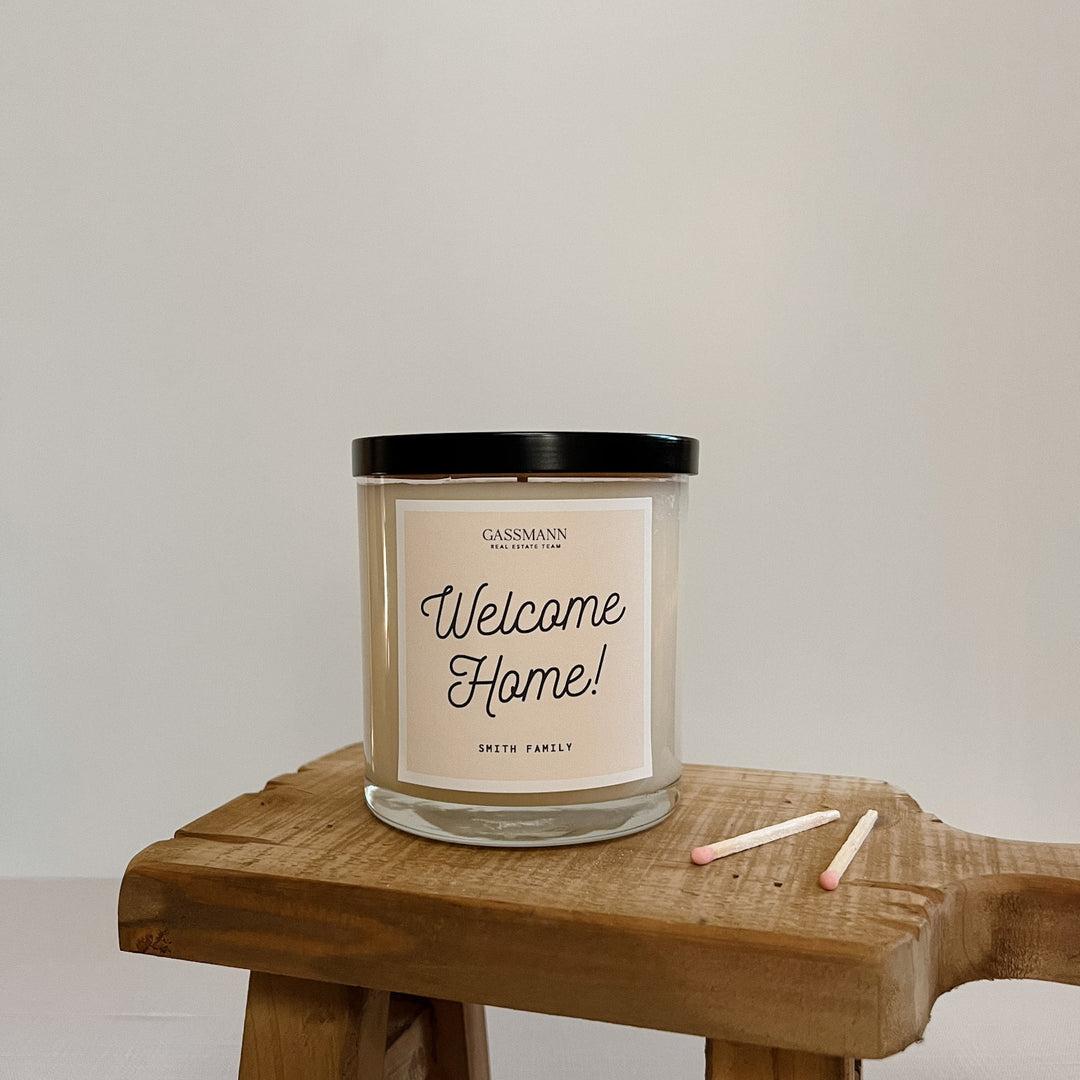 Welcome Home Realtor Logo Candle