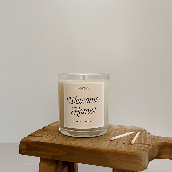 Welcome Home Realtor Logo Candle