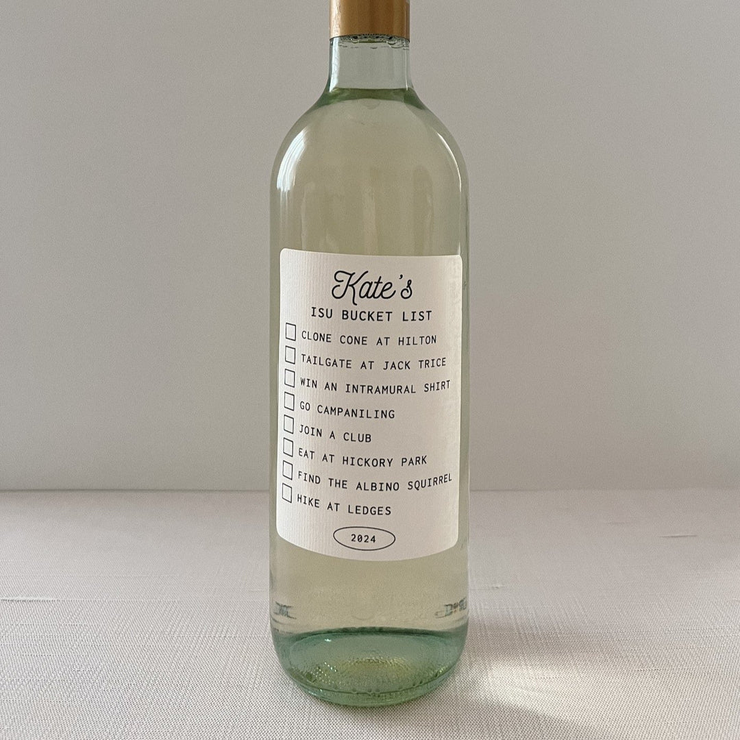 College Bucket List Wine Label