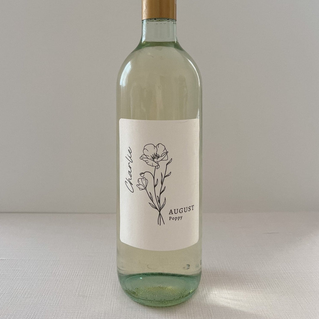 Birthday Month Flower Wine Label