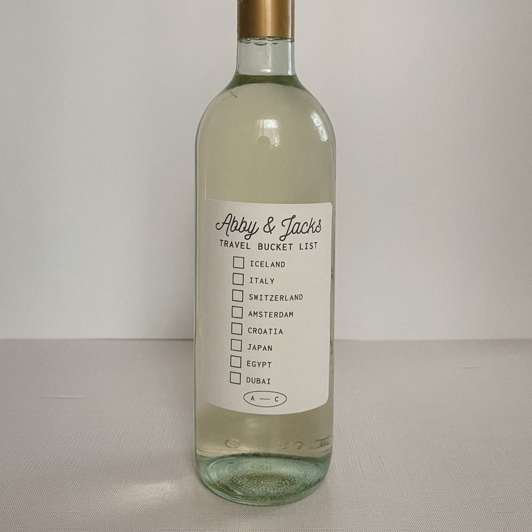 Travel Bucket List Wine Label